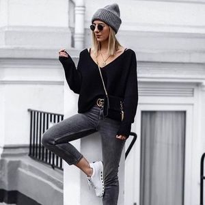 rag and bone jean charcoal v neck sweater womens knit